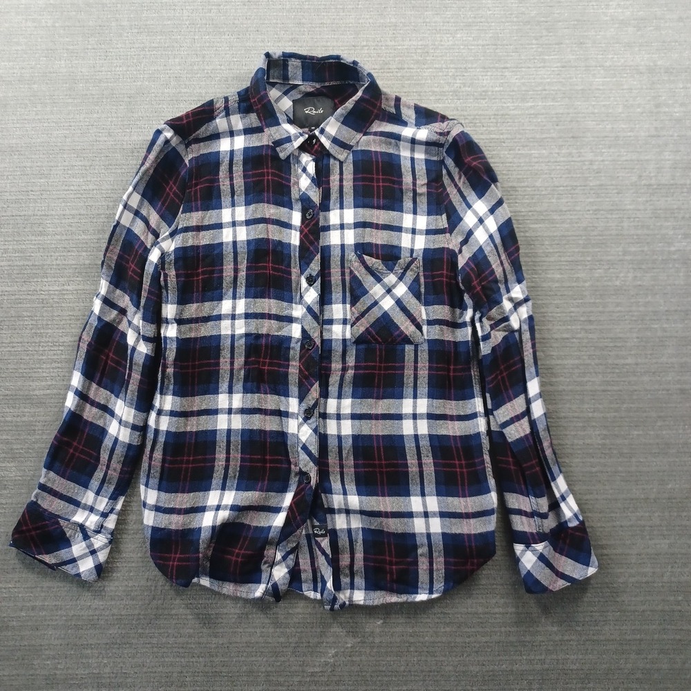 Rails Flannel Shirt Women XS Black Plaid Brushed Surface Soft Lightweight Casual